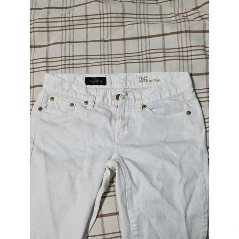 J.Crew Toothpick Ankle Skinny Jeans Womens 26 White Denim Mid Rise Cropped Pants